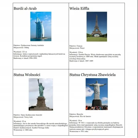 Budowle świata układanka z kartami PDF