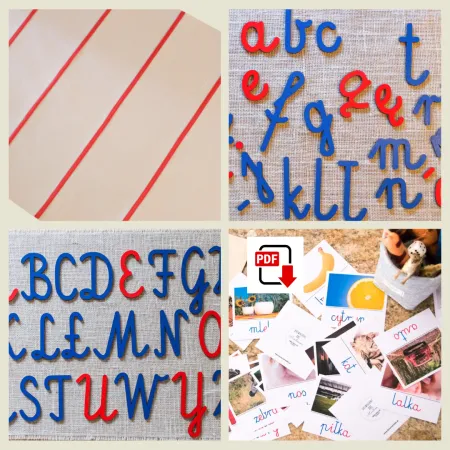 Zestaw: ruchomy alfabet + mata + karty edu. + litery duże